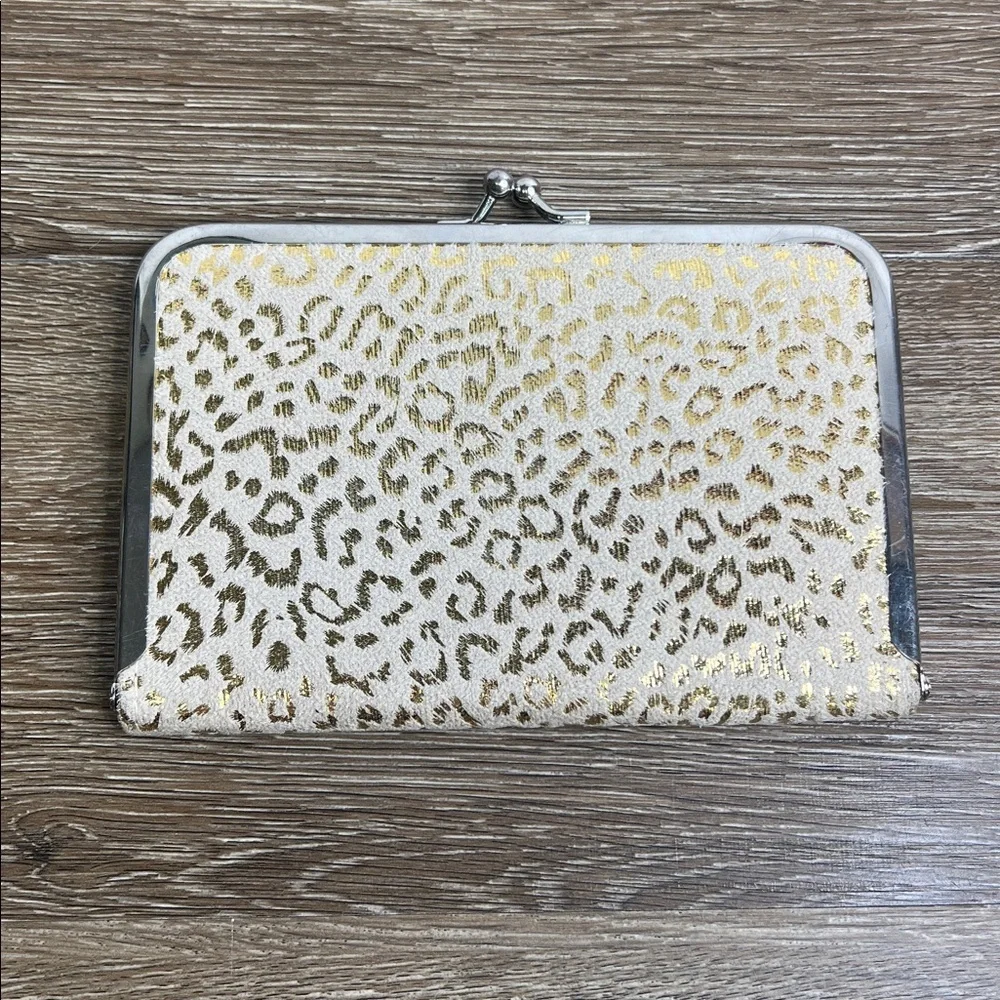 Gold Leopard Print Accordion Photo Wallet Organizer Clutch